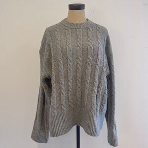 Zara Grey Cable Knit Sweater Size M